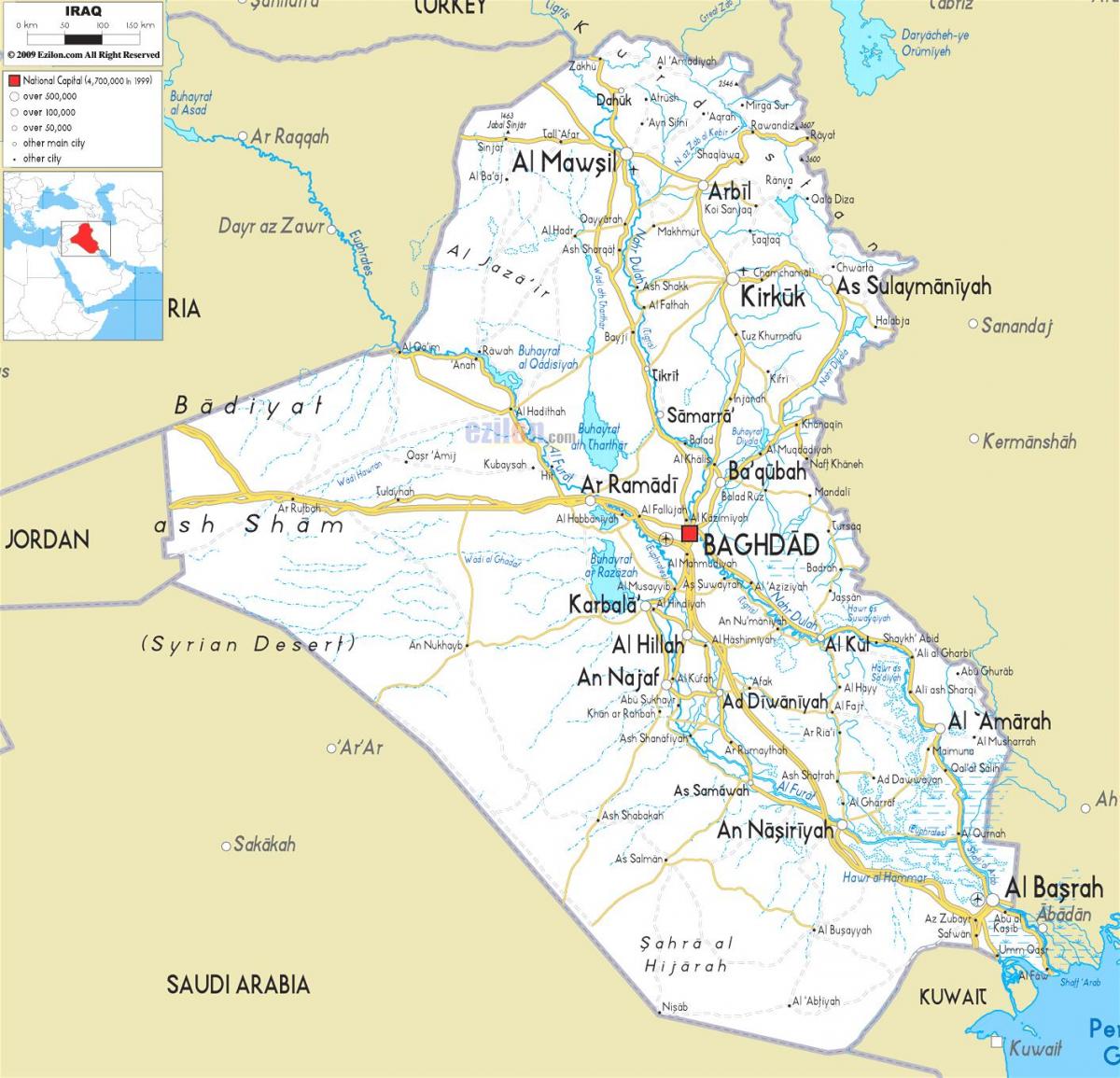 地図のイラクでの川