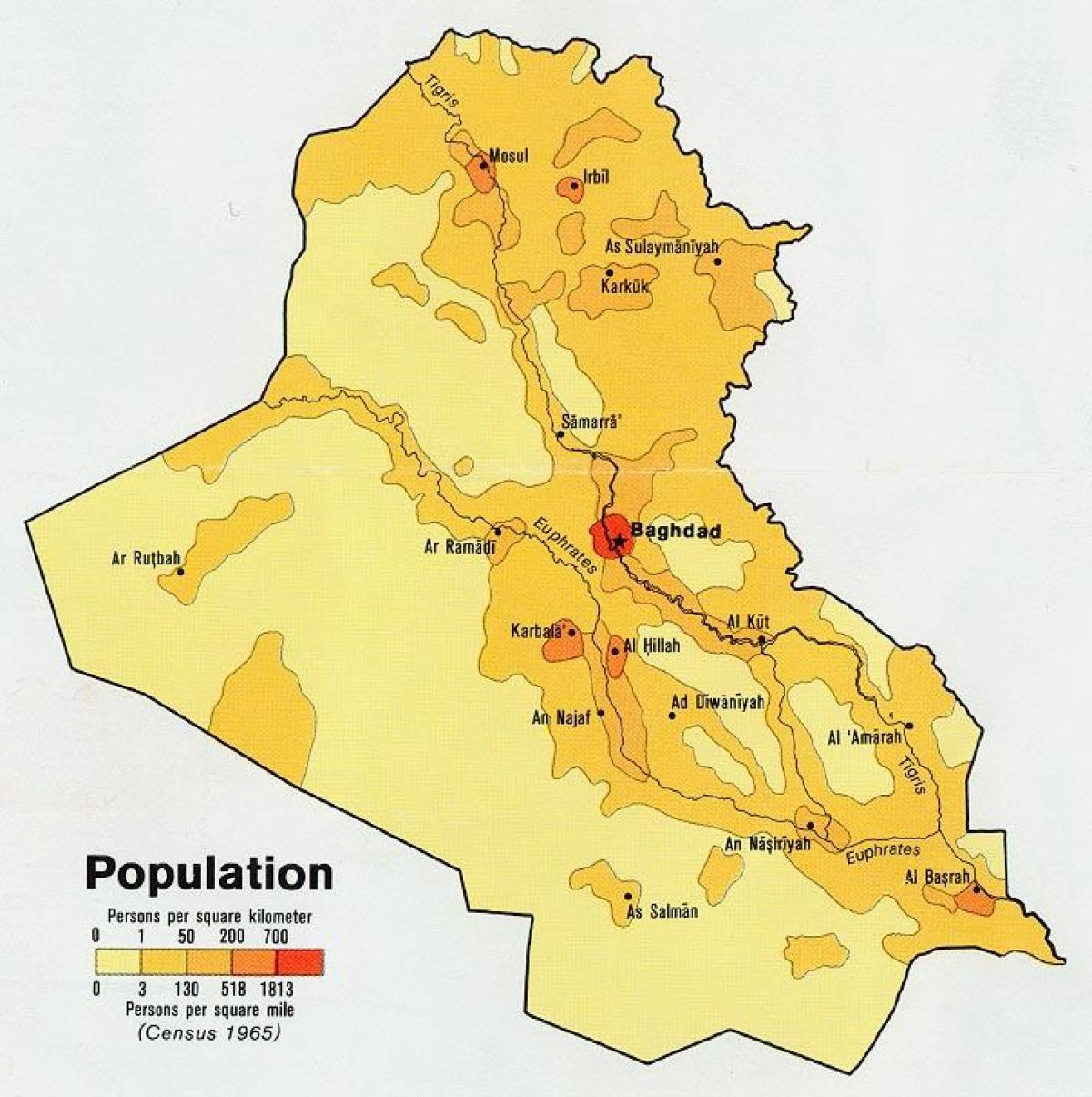 イラクの人口地図 地図のイラク人口 西アジア アジア