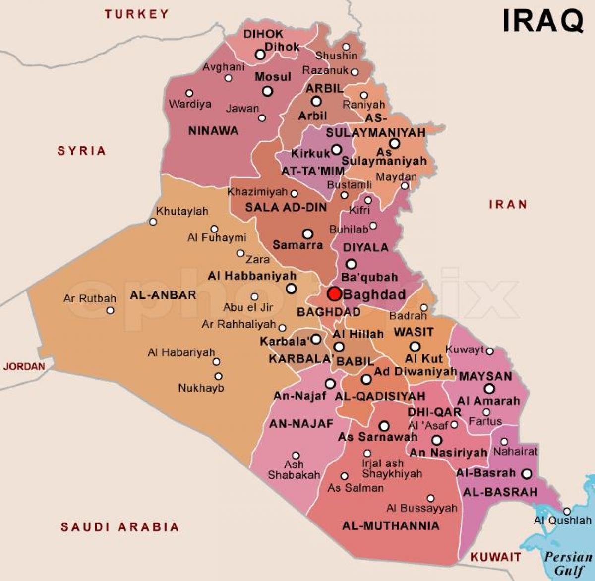 イラク国地図 地図のイラク国 西アジア アジア