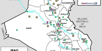 地図のイラクの空港